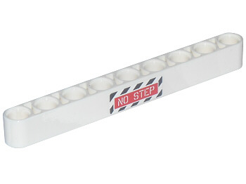 Lego Technic, Liftarm Thick 1 x 9 with Black and White Danger Stripes and Red Sign with 'NO STEP' Pattern (Sticker) - Set 42025