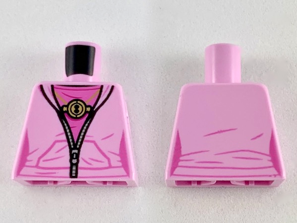 Lego Torso Female Jacket, Dark Pink Shirt, Gold Time Turner Necklace and Silver Zipper Pattern / Bright Pink