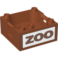 Lego Duplo Container Box 4 x 4 with Studs on Corners with Zoo Print