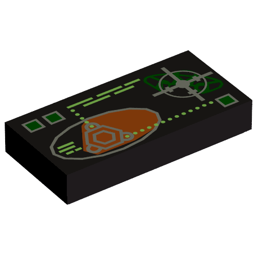 Lego Tile 1 x 2 with Mars Orbit Display Print / Black