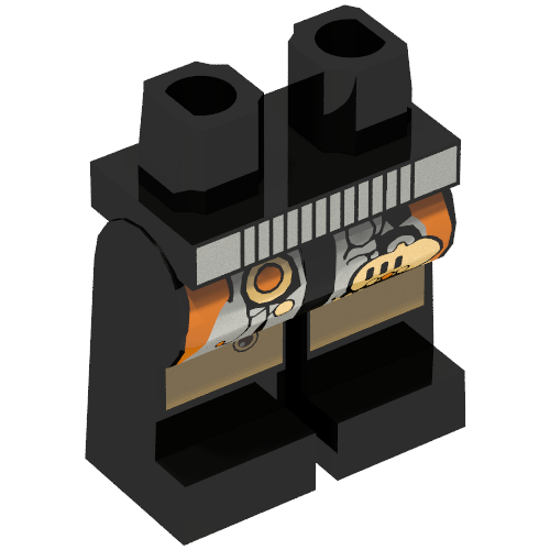 Lego Hips and Black Legs with Gold Circuitry and Silver Belt Print