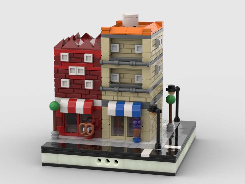 Lego House with Shops for a Mini Modular City