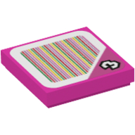 Lego Tile 2 x 2 with '3' and Barcode Print (Sticker) / Dark Pink