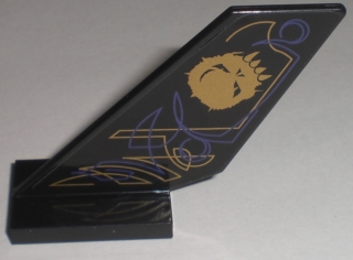 Lego Tail Shuttle with Purple and Gold Skull and Lines Pattern on Left Side (Sticker) - Set 5984