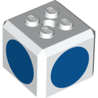 Lego Brick Special Cube with 2 x 2 Studs on Top, and Blue Circles Print