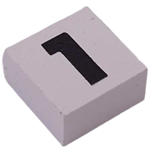 Lego Modulex Tile 2 x 2 with Black '1' Print, Black Internal Lining, White Dot