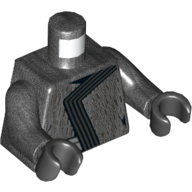 Lego Torso, Robe with Dark Bluish Gray Striped Trim Print, Pearl Titanium Arms, Black Hands / Pearl Titanium