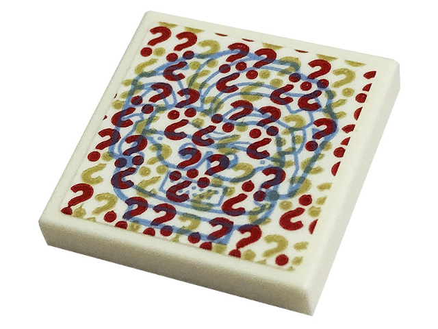 Lego Tile 2 x 2 with Question Marks and Riddler Minifigure Head Pattern (Sticker) - Set 76183
