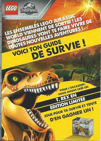 Lego 2018 Jurassic World Foldout French (with stickers and form to win Set 4000031 Exclusive T. rex)