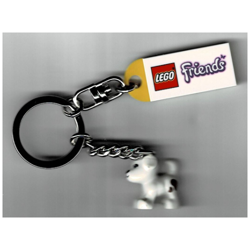 Lego Animal, Dog, Small Standing with Patch over Eye and Spots Print (Key Chain) / White