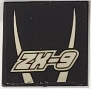 Lego Tile 2 x 2 with Silver Streaks and 'ZX-9' Pattern (Sticker) - Set 8150