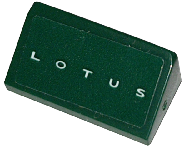 Lego Slope 30 1 x 2 x 2/3 with White 'LOTUS' Pattern (Sticker) - Set 76907 / Dark Green