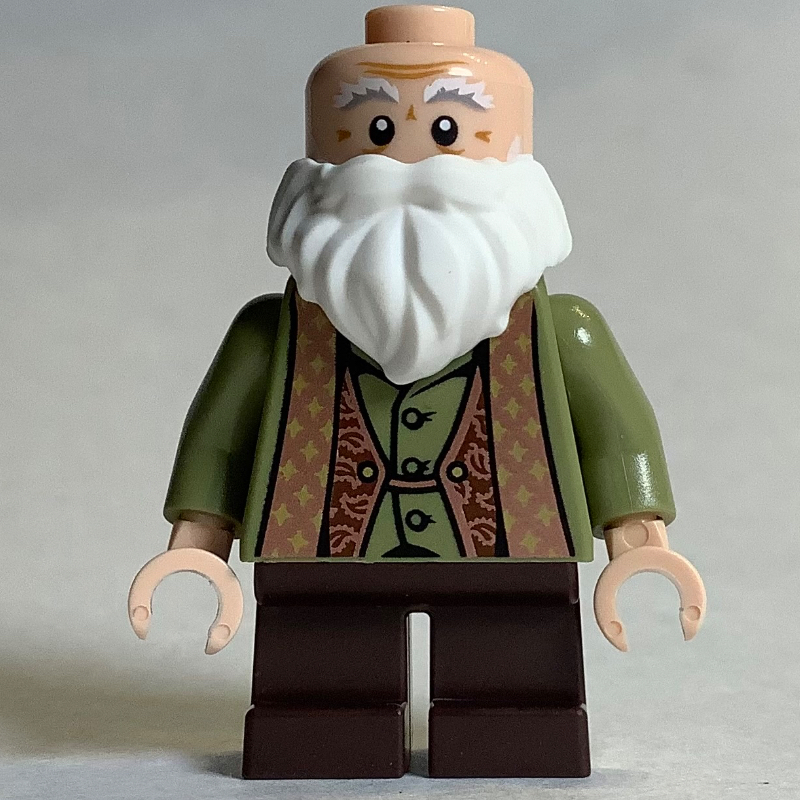 Lego Professor Filius Flitwick, Beard, Olive Green Vest, Dark Brown Legs