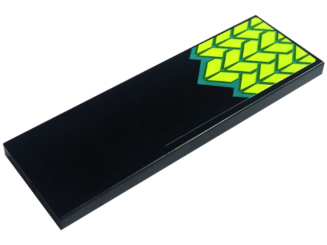 Lego Tile 2 x 6 with Lime and Dark Turquoise Snake Scales Pattern (Sticker) - Set 60339 / Black