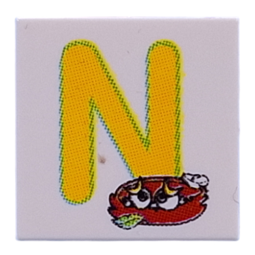 Lego Tile 2 x 2 with Yellow 'N', Nest Print