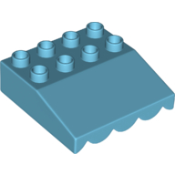 Lego Duplo Roofpiece Slope 33 4 x 4 with Awning Overhang with 5 Bottom Tubes / Medium Azure
