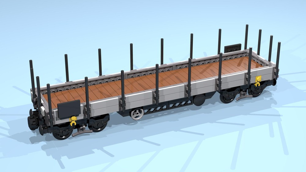 Lego 8-Wheel Stake Wagon (SNOT, gray, 8 studs wide)