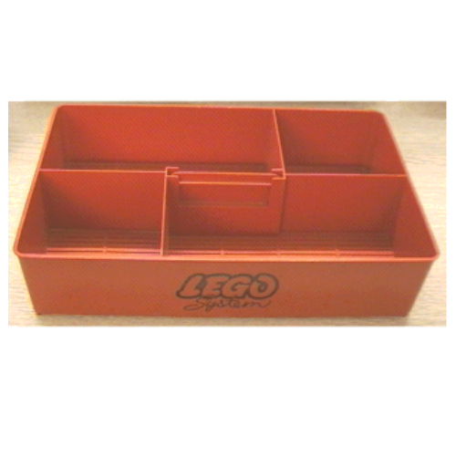 Lego Storage Bin, with Retractable Handle on Top - LEGO System Print / Red