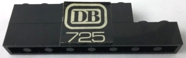 Lego Stickered Assembly 8 x 1 x 2 with White 'DB 725' Pattern Model Left Side (Sticker) - Set 725-2