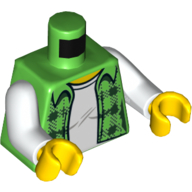 Lego Torso Plaid Flannel Shirt over White T-Shirt Print, White Arms, Yellow Hands