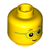 Lego Minifig Head Birthday Party Boy, Lime Thin Glasses, Child / Yellow