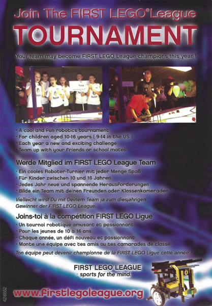 Lego 2003 Insert - FIRST LEGO League Tournament
