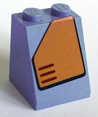 Lego Slope 65 2 x 2 x 2 with Bottom Tube with Orange Panel with Cut Top Left Corner Pattern (Sticker) - Set 7708