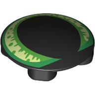 Lego Plate Round 2 x 2 with Rounded Bottom with Yellowish Green/Lime/Green Cat Eye Print