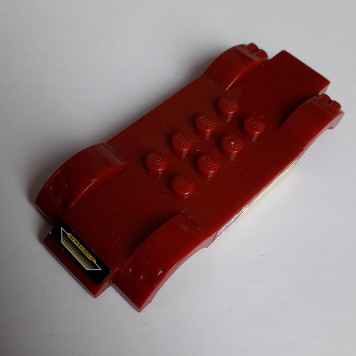 Lego Vehicle Base, 4 x 10 with Mudguards, Fast Food Racer, Headlights and Taillights / Dark Red