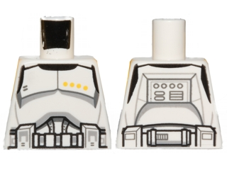 Lego Torso SW Armor Clone Trooper Commander Black Belt and Four Yellow Stars Pattern / White