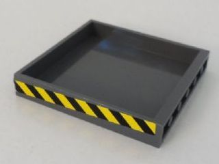 Lego Panel 1 x 6 x 5 with Black and Yellow Danger Stripes Pattern on Both Ends (Stickers) - Sets 7992 / 7994 / Dark Bluish Gray