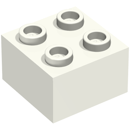 Lego Minitalia Brick 2 x 2 with Bottom X Support / White