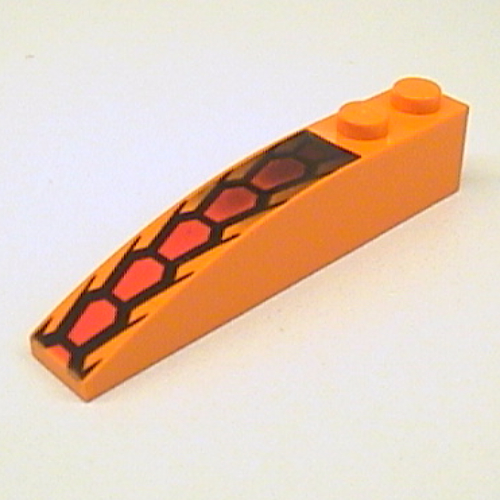 Lego Brick Curved 6 x 1 with Repeating Red and Black Scales Print