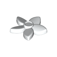 Lego Plant, Flower with 5 Pointed Petals and Pin / White