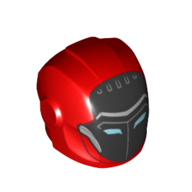 Lego Helmet with Armor Plates and Ear Protectors with Black Mask with Medium Blue Eye Slits Print