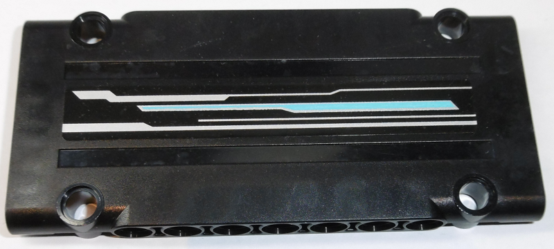 Lego Technic, Panel Plate 5 x 11 x 1 with Silver and Blue Lines Pattern Model Left Side (Sticker) - Set 70165 / Black
