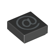 Lego Tile 1 x 1 with Silver '@' Print