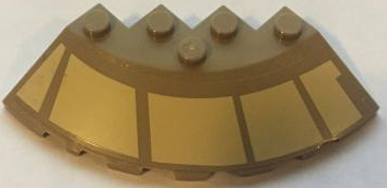 Lego Brick, Round Corner 6 x 6 with Slope 33 Edge, Facet Cutout with Tan Starhopper Markings Pattern Model Right Side (Sticker) - Set 75024