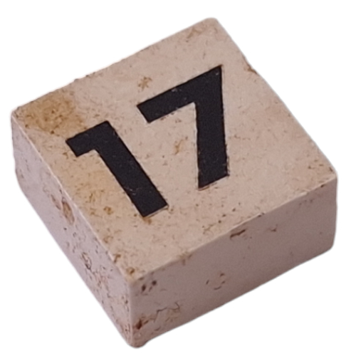 Lego Modulex Tile 2 x 2 with Small Black '17' Print, without Internal Supports