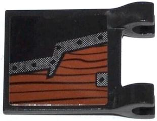 Lego Flag 2 x 2 Square with Flat Edge with Wooden Board with Metal Edge Pattern Model Right Side (Sticker) - Set 70008
