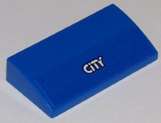 Lego Slope, Curved 2 x 4 x 2/3 with Bottom Tubes with Black and White 'CiTY' on Blue Background Pattern (Sticker) - Set 60117