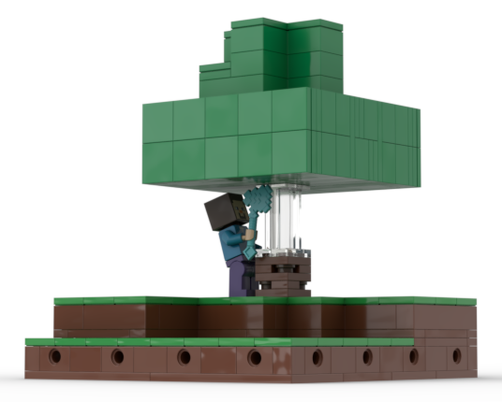 Lego Steve getting wood