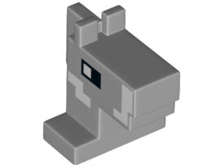 Lego Creature Head Pixelated Horse with Eyes and White Cheek and Side of Nose Pattern (Minecraft Horse) / Light Bluish Gray