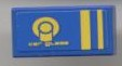 Lego Tile 1 x 2 with Yellow 'Car Glass' and Stripes Pattern (Sticker) - Set 8124 / Blue