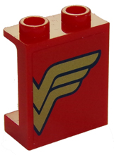 Lego Panel 1 x 2 x 2 with Side Supports - Hollow Studs with Gold Wonder Woman Logo Right Half Pattern (Sticker) - Set 41235
