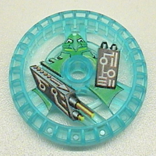 Lego Technic Disc 5 x 5 Notched, Laser with Robot Print / Trans-Light Blue