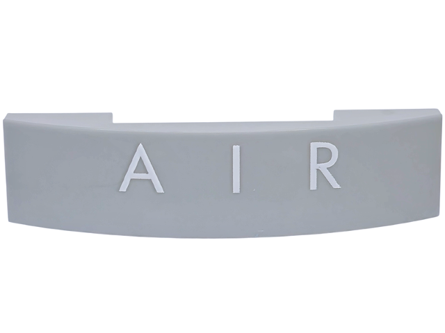 Lego Slope, Curved 4 x 1 x 2/3 Double with White 'AIR' Pattern / Light Bluish Gray