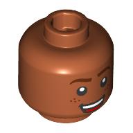 Lego Minifig Head Reddish Brown Eyebrows, Smirk/Open Mouth Smile