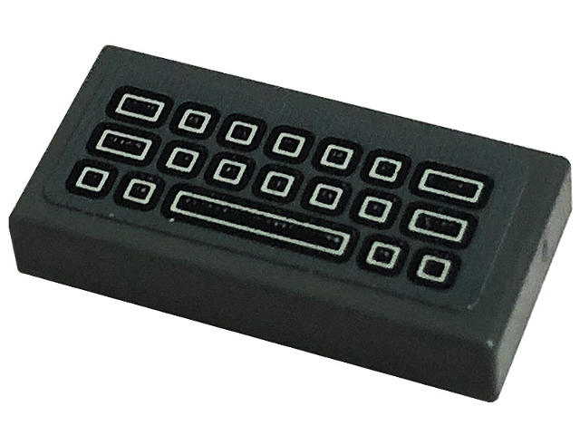 Lego Tile 1 x 2 with Computer Keyboard Black and White Keys Pattern (Sticker) - Set 76183