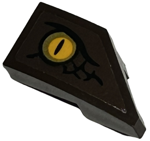 Lego Wedge 2 x 1 x 2/3 Left with Bright Light Orange Dragon Eye and Black Scales Pattern (Sticker) - Set 76406
